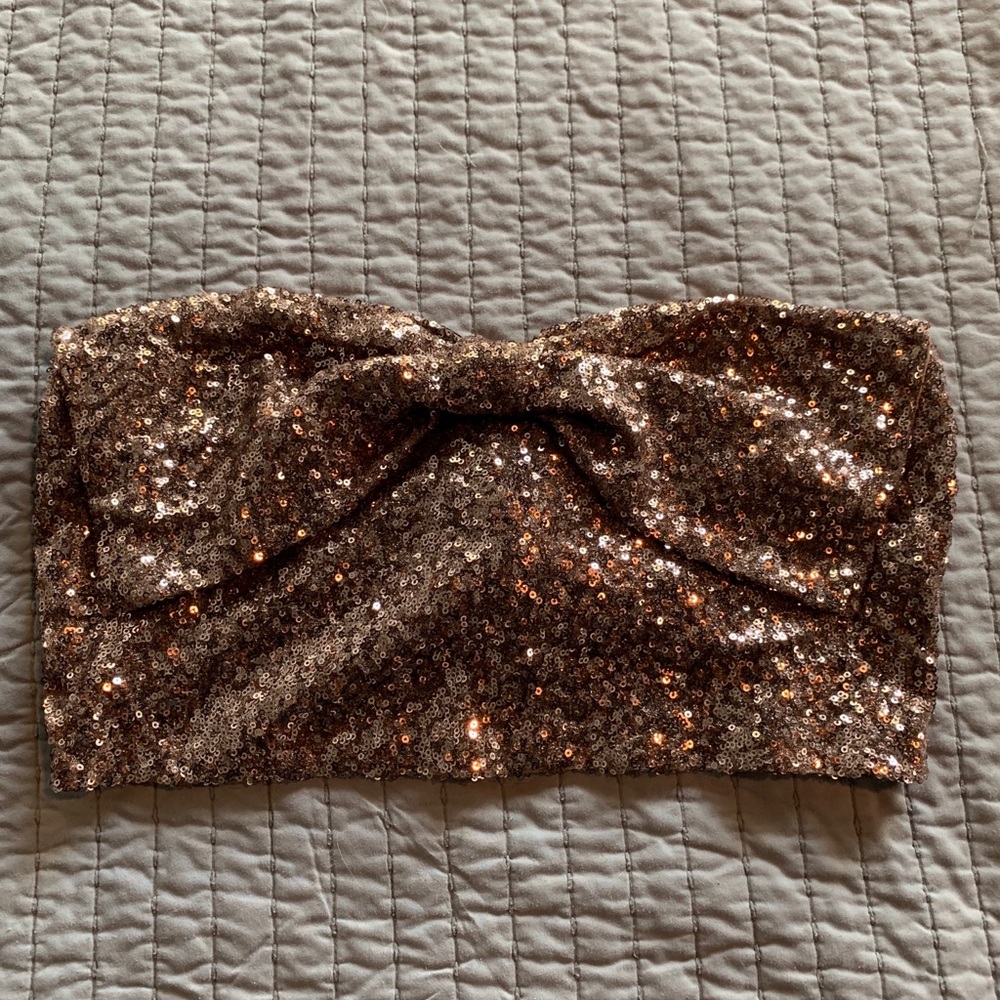 Gold Bow Sparkly Crop Top